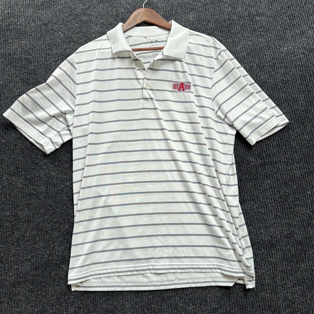 Adidas Puremotion Polo Mens L Large Arkansas State Red Wolves NCAA Golf Striped